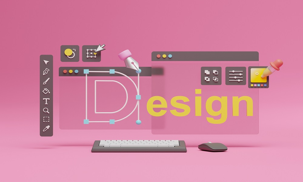 Graphic designer creative creator design logo artwork curve pen tool illustration equipment icons digital computer display workspace. Graphic design software